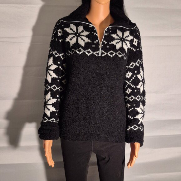 TIME AND TRU stylish sweater, black and white snowflake design in size Large - Picture 2 of 16